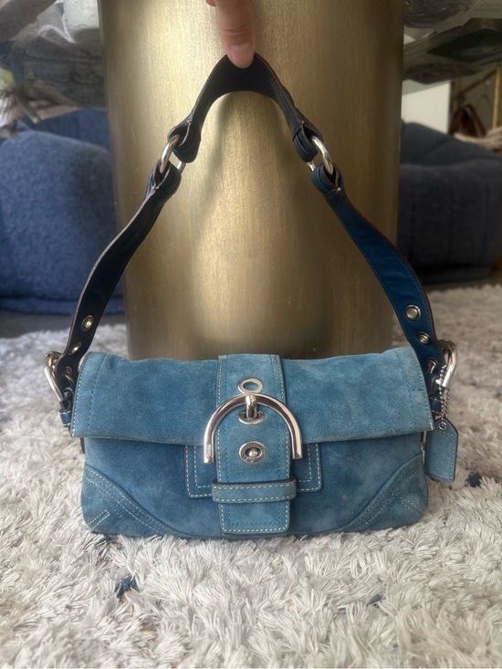Coach Handbags - COACH RARE VINTAGE 2005 BLUE SUEDE SOHO DEMI FLAP
